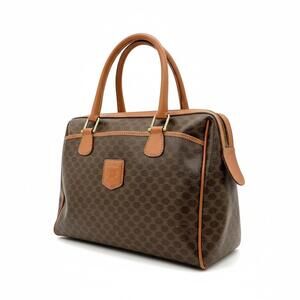 Celine - Vintage Macadam Canvas Handbag Leather Trim